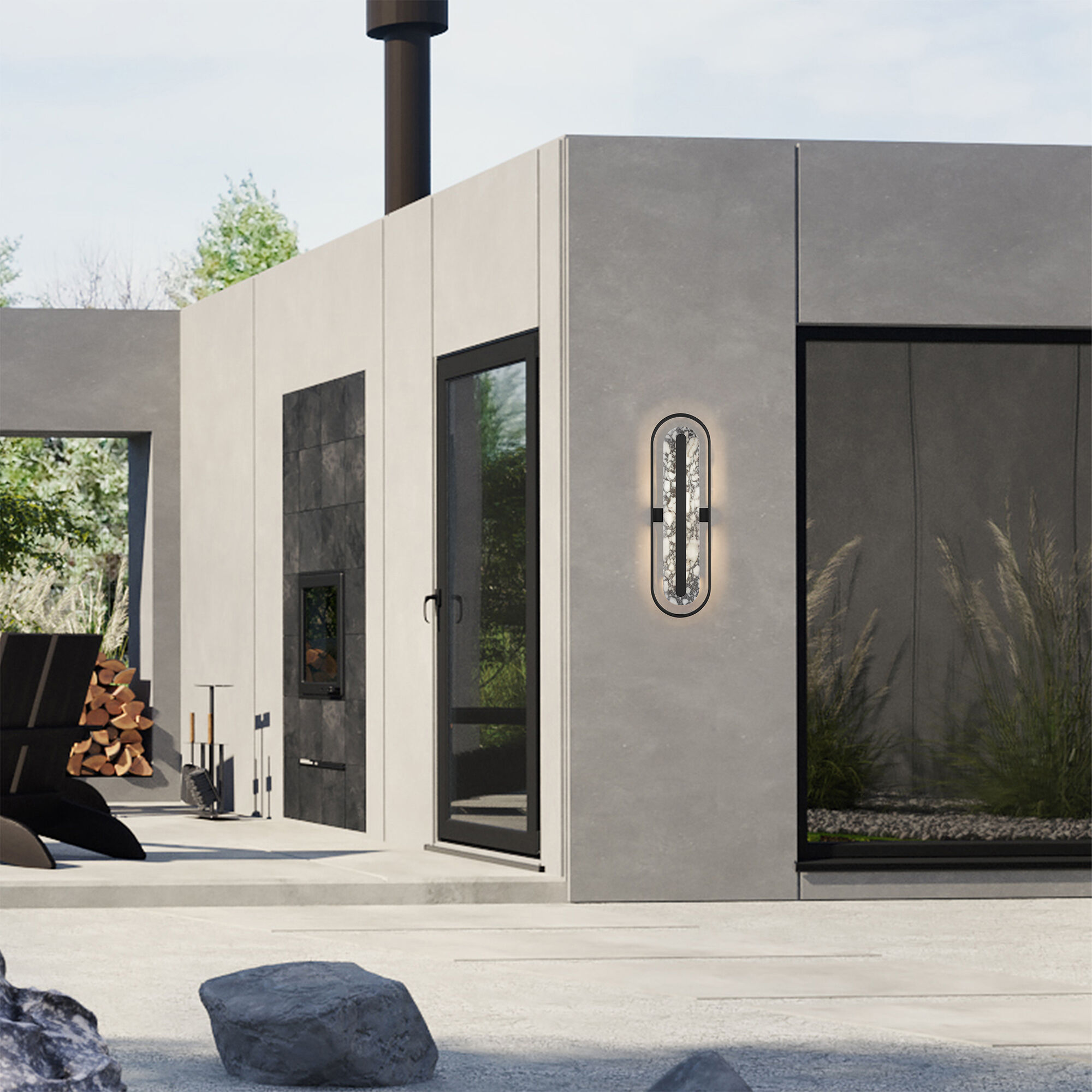 Roundabout LED 34 inch Sand Black Outdoor Wall Sconce